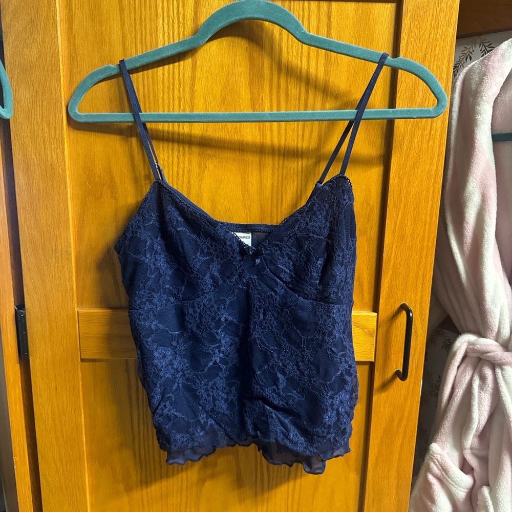Navy Blue Lace Camisole Top